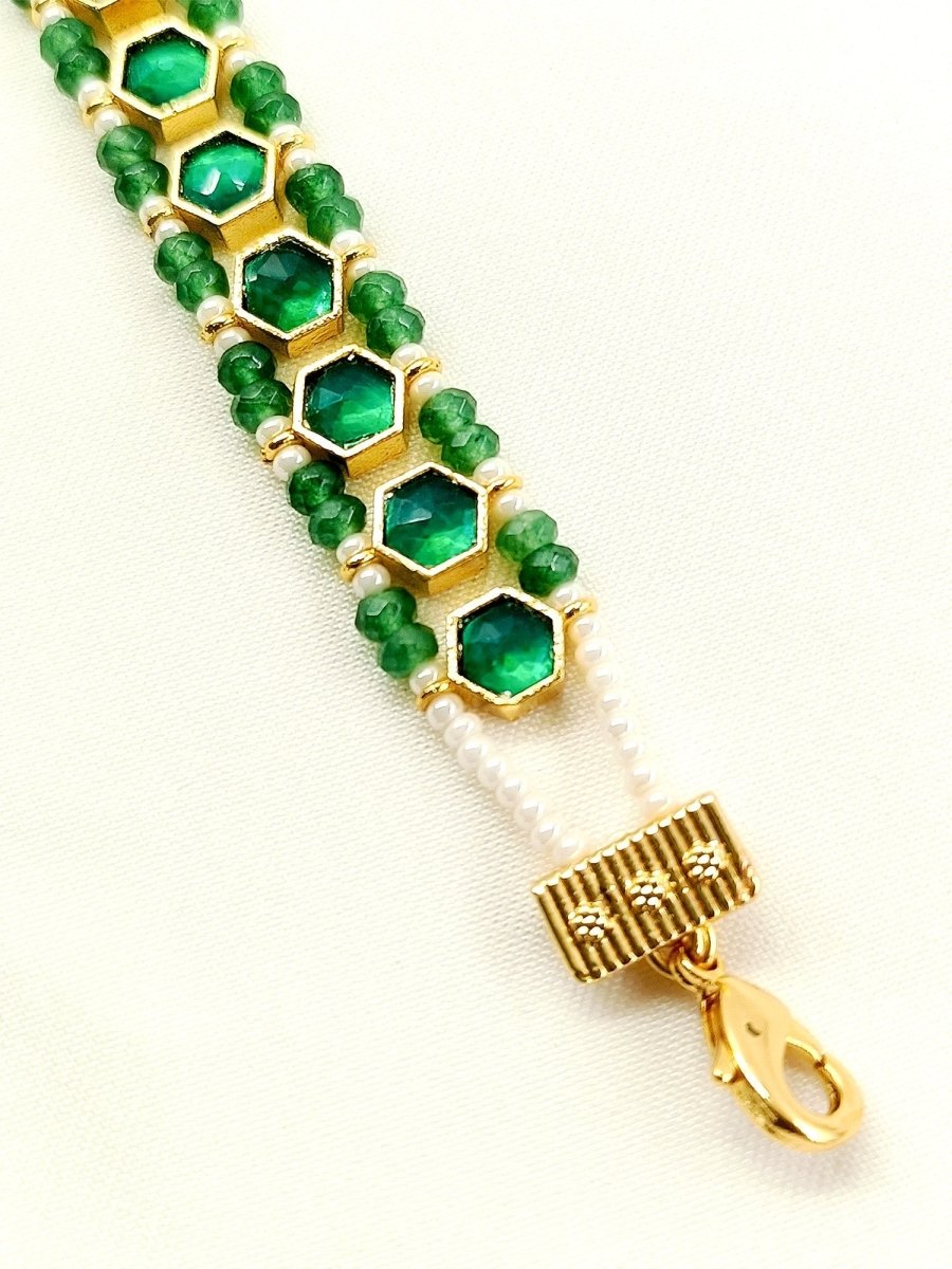 Kyra Green Kundan Bracelet - House of Sarvati LLC