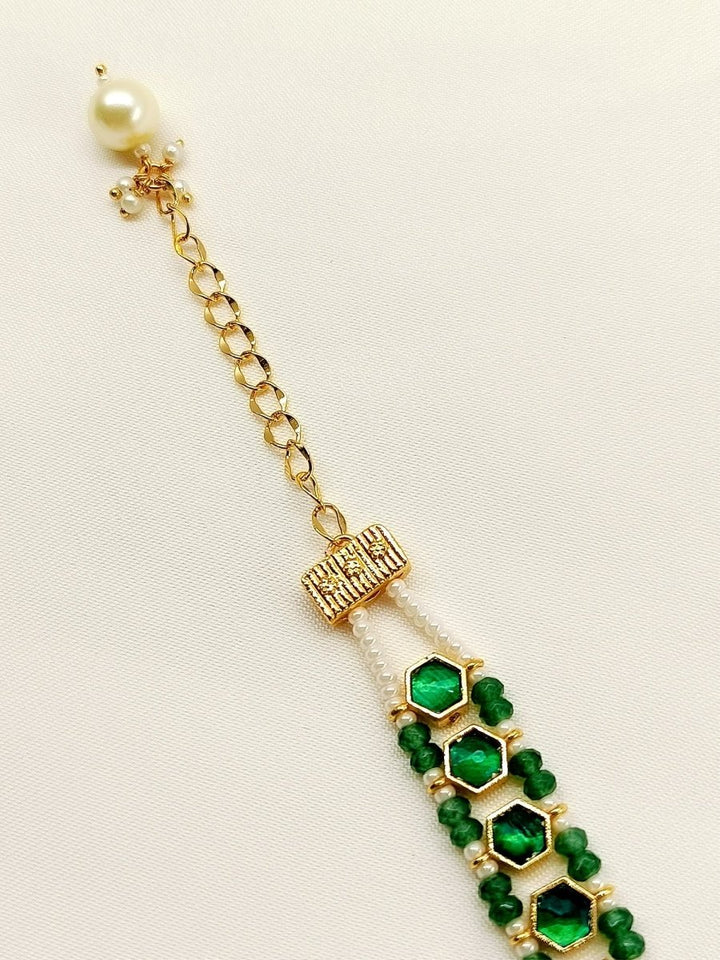 Kyra Green Kundan Bracelet - House of Sarvati LLC