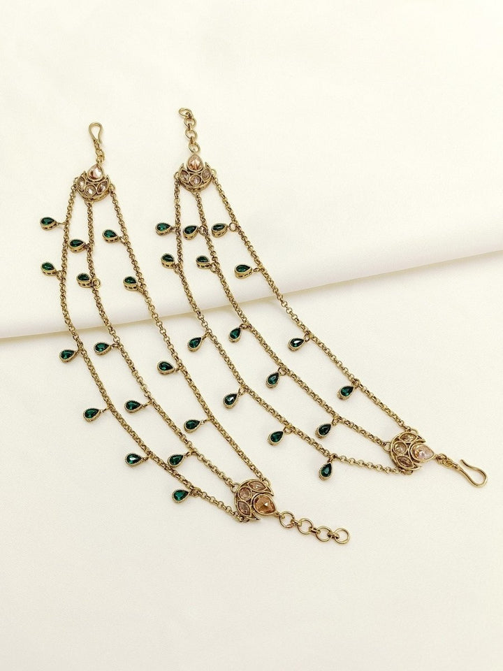 Laya Green Traditional Ear Chain - House of Sarvati LLC