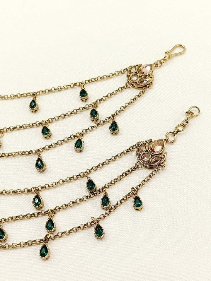 Laya Green Traditional Ear Chain - House of Sarvati LLC