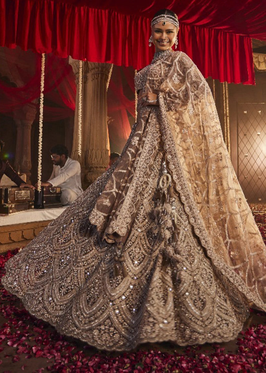 Light Purple Net Lehenga Choli with Embroidery and Sparkling Sequins Work - House of Sarvati LLC