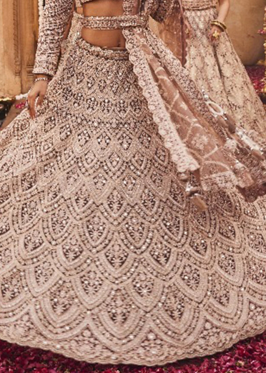 Light Purple Net Lehenga Choli with Embroidery and Sparkling Sequins Work - House of Sarvati LLC
