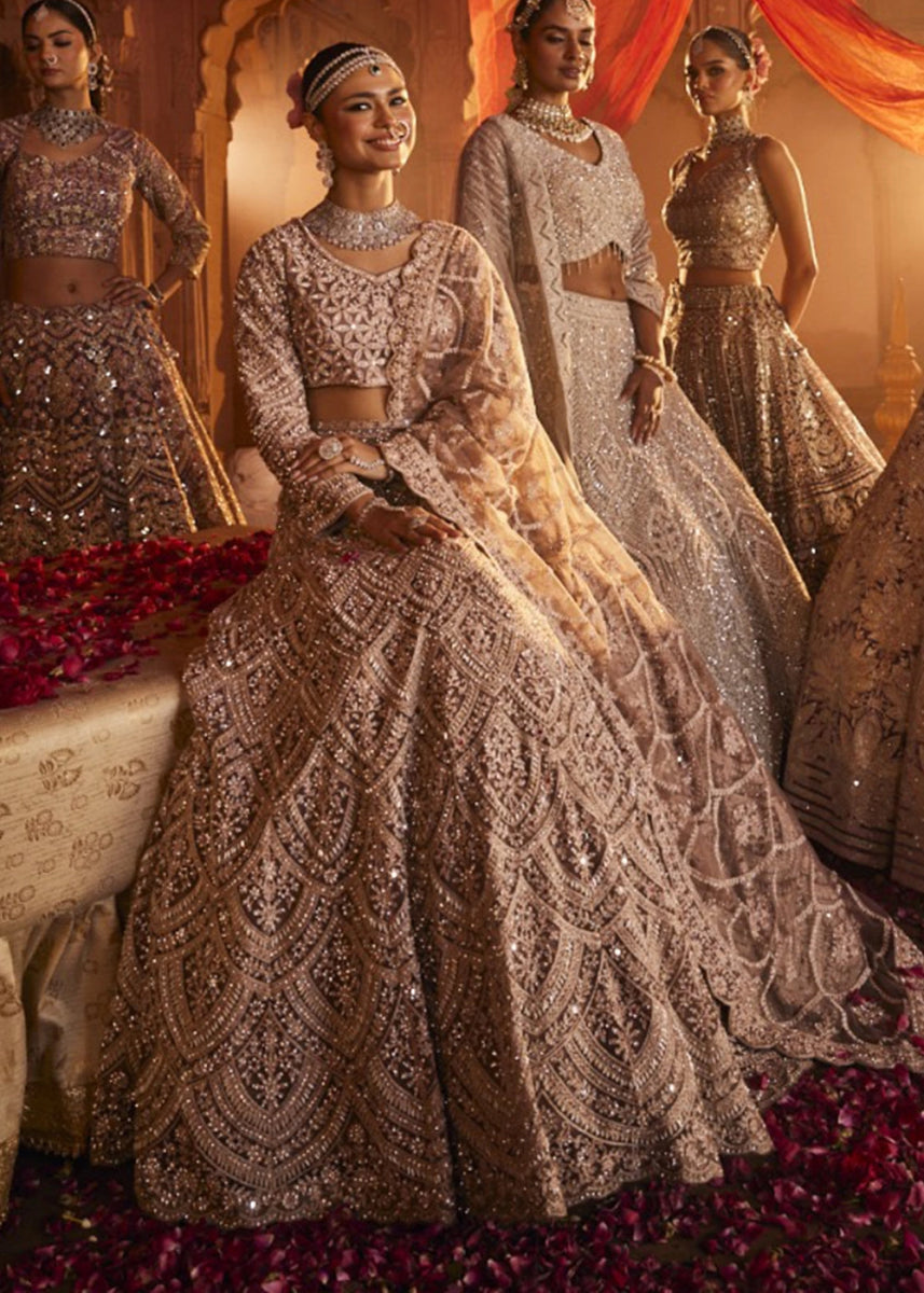 Light Purple Net Lehenga Choli with Embroidery and Sparkling Sequins Work - House of Sarvati LLC