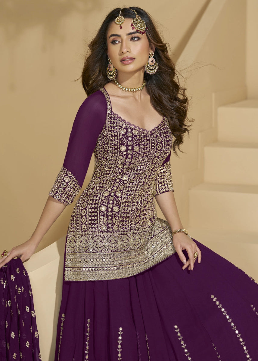 Light Turquoise Green Lehenga Choli in Georgette with Swarovski & Threadwork - House of Sarvati LLC