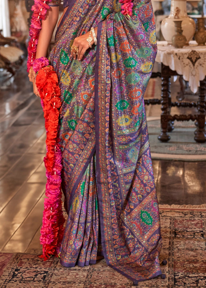 Luxurious Amethyst Purple Zari Woven Banarasi Silk Saree - House of Sarvati LLC