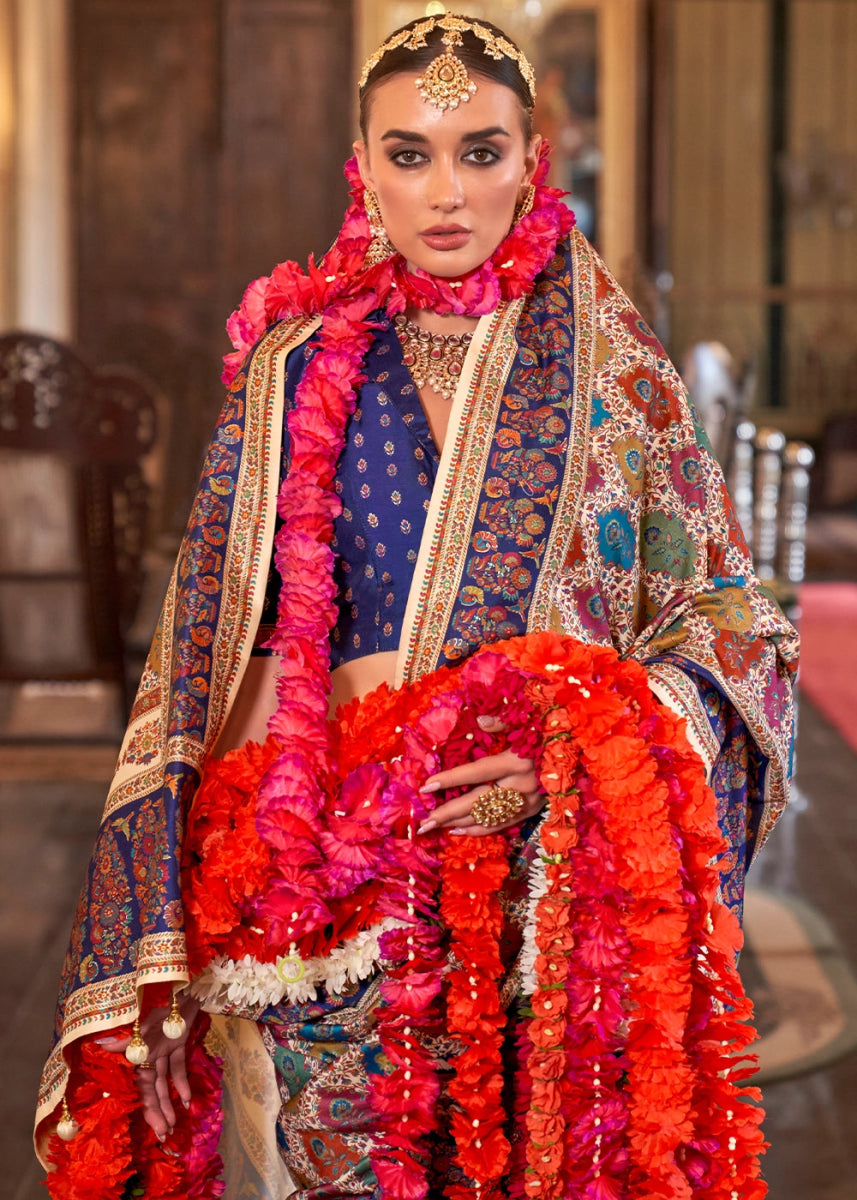 Luxurious Cream White Zari Woven Banarasi Silk Saree - House of Sarvati LLC