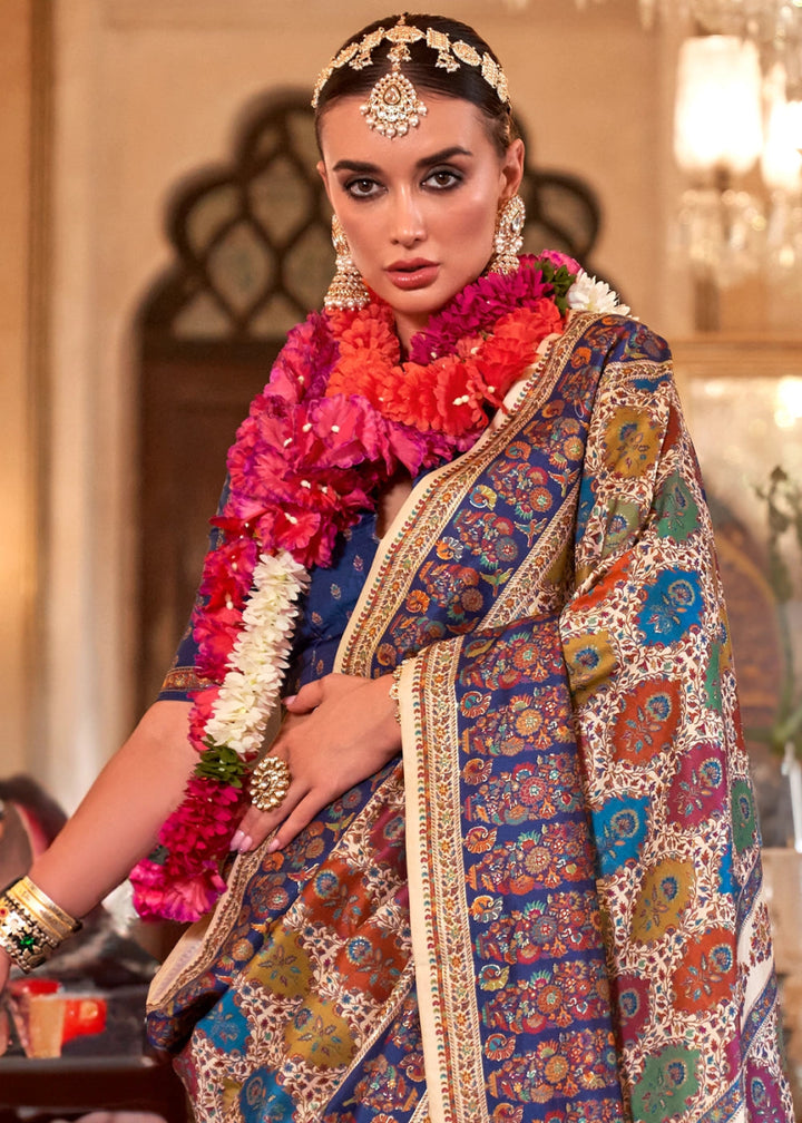 Luxurious Cream White Zari Woven Banarasi Silk Saree - House of Sarvati LLC