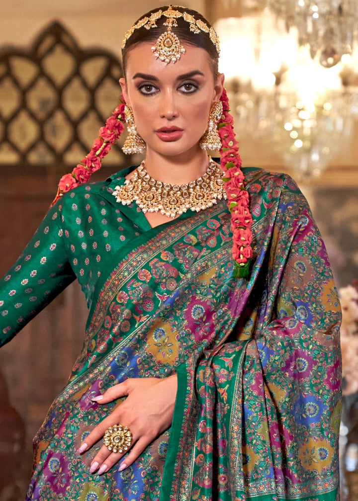 Luxurious Jade Green Zari Woven Banarasi Silk Saree - House of Sarvati LLC