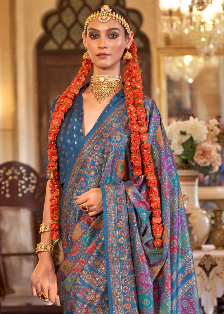Luxurious Yale Blue Zari Woven Banarasi Silk Saree - House of Sarvati LLC