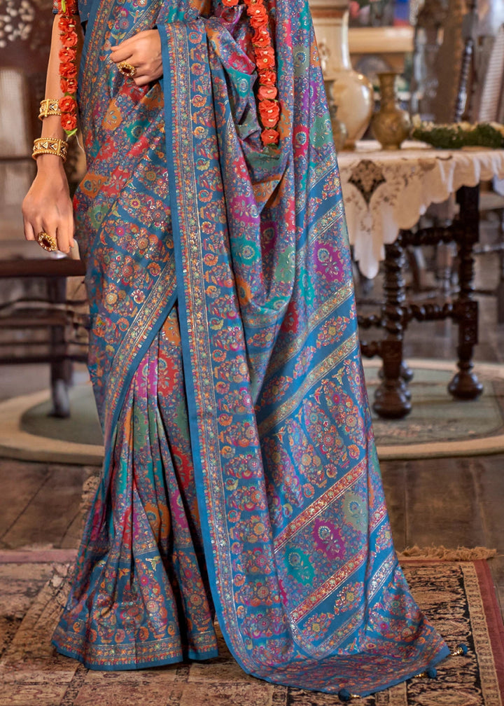 Luxurious Yale Blue Zari Woven Banarasi Silk Saree - House of Sarvati LLC