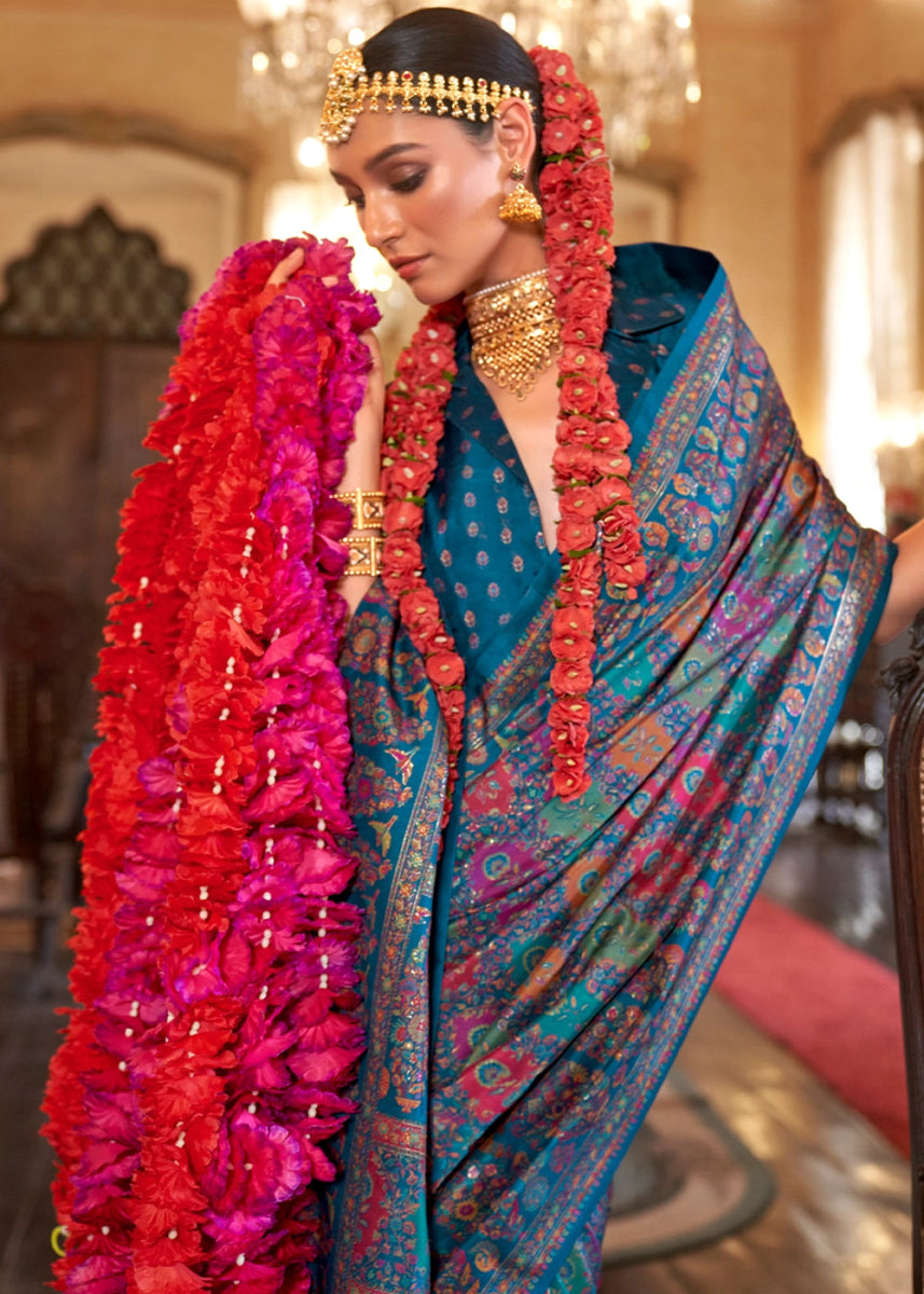 Luxurious Yale Blue Zari Woven Banarasi Silk Saree - House of Sarvati LLC