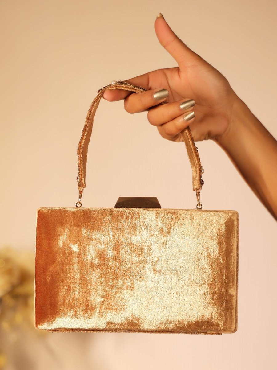 Madhvi Brown Evening Clutch - House of Sarvati LLC