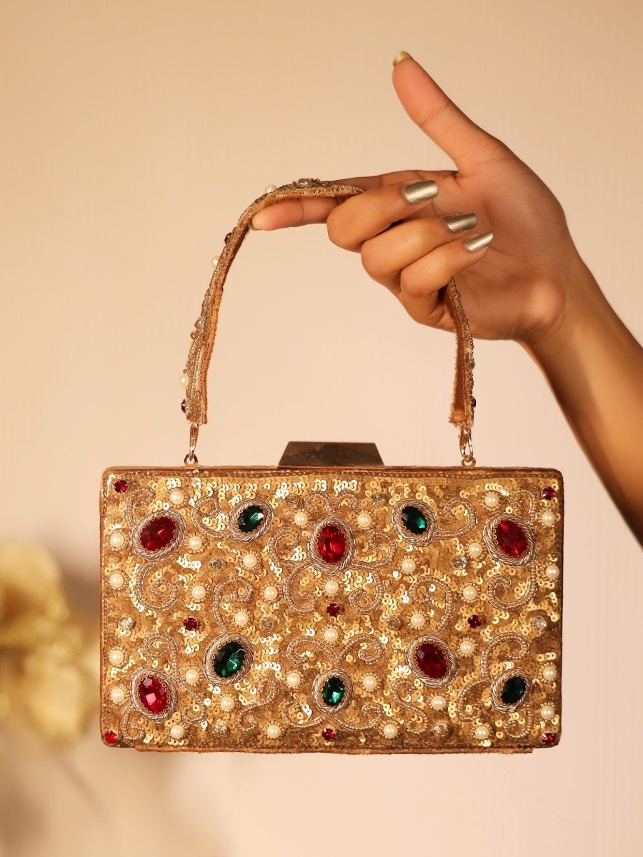 Madhvi Brown Evening Clutch - House of Sarvati LLC