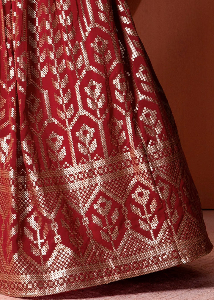 Maroon Red Net Lehenga Choli with Handcrafted Sequins – Bridesmaids & Festive Wear - House of Sarvati LLC