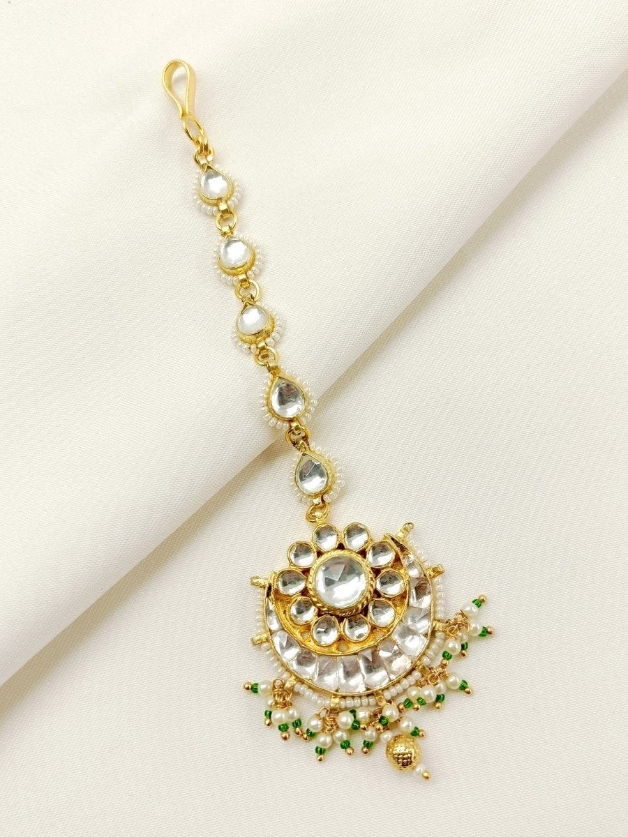 Mayan White Kundan teeka - House of Sarvati LLC