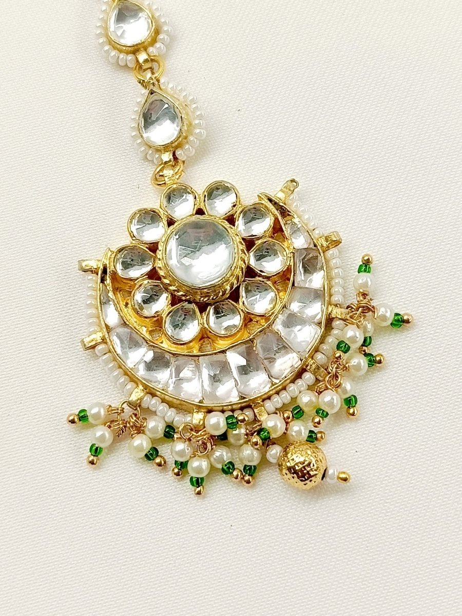 Mayan White Kundan teeka - House of Sarvati LLC