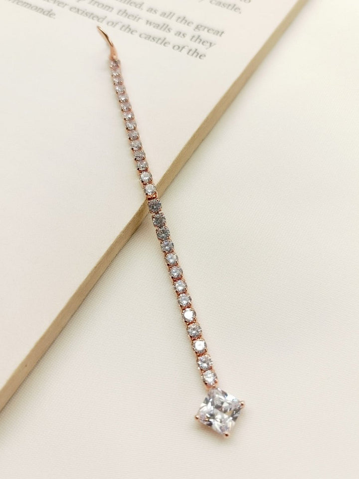 Melisa White American Diamond Maang Teeka - House of Sarvati LLC
