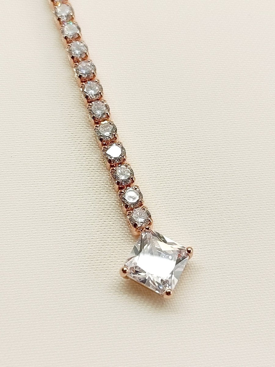Melisa White American Diamond Maang Teeka - House of Sarvati LLC