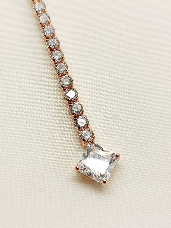 Melisa White American Diamond Maang Teeka - House of Sarvati LLC