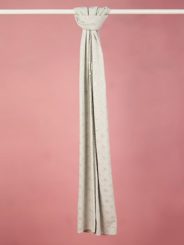 Men's Grey Silk Blend Embroidered Dupatta