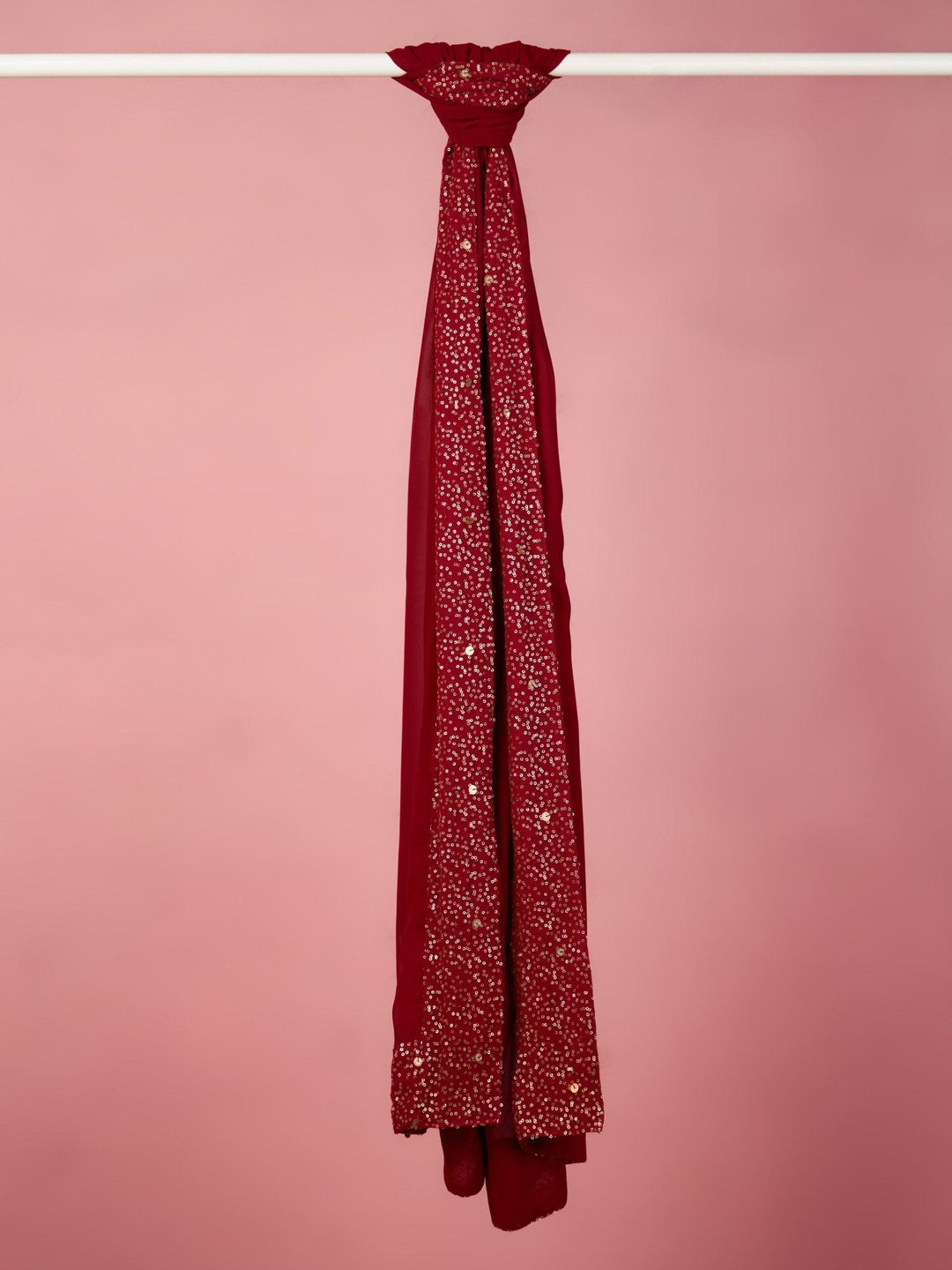 Men's Maroon Georgette Sequin Embroidered Dupatta