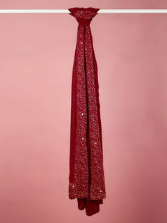 Men's Maroon Georgette Sequin Embroidered Dupatta