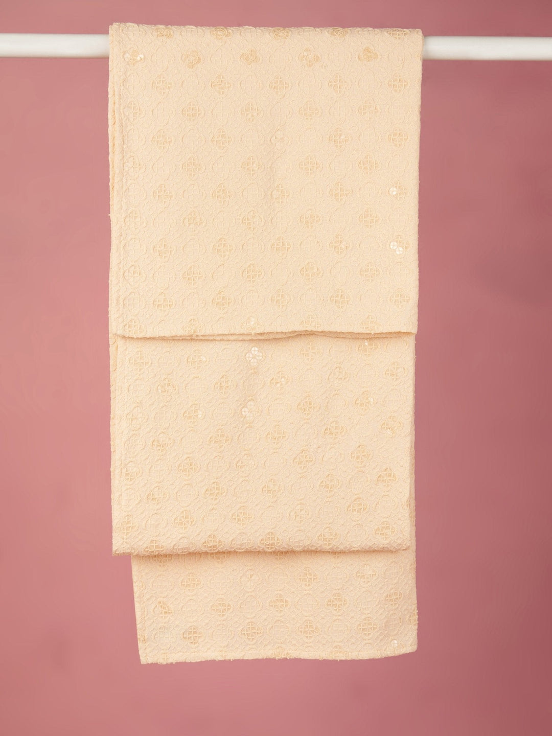 Men's Peach Silk Blend Embroidered Dupatta