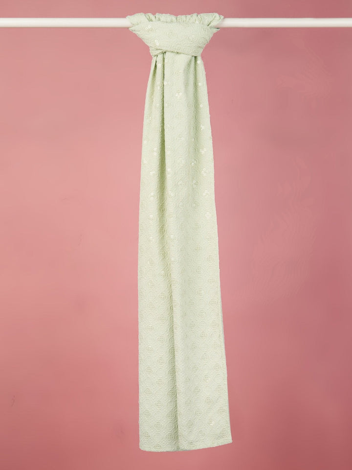 Men's Pista Green Silk Blend Embroidered Dupatta