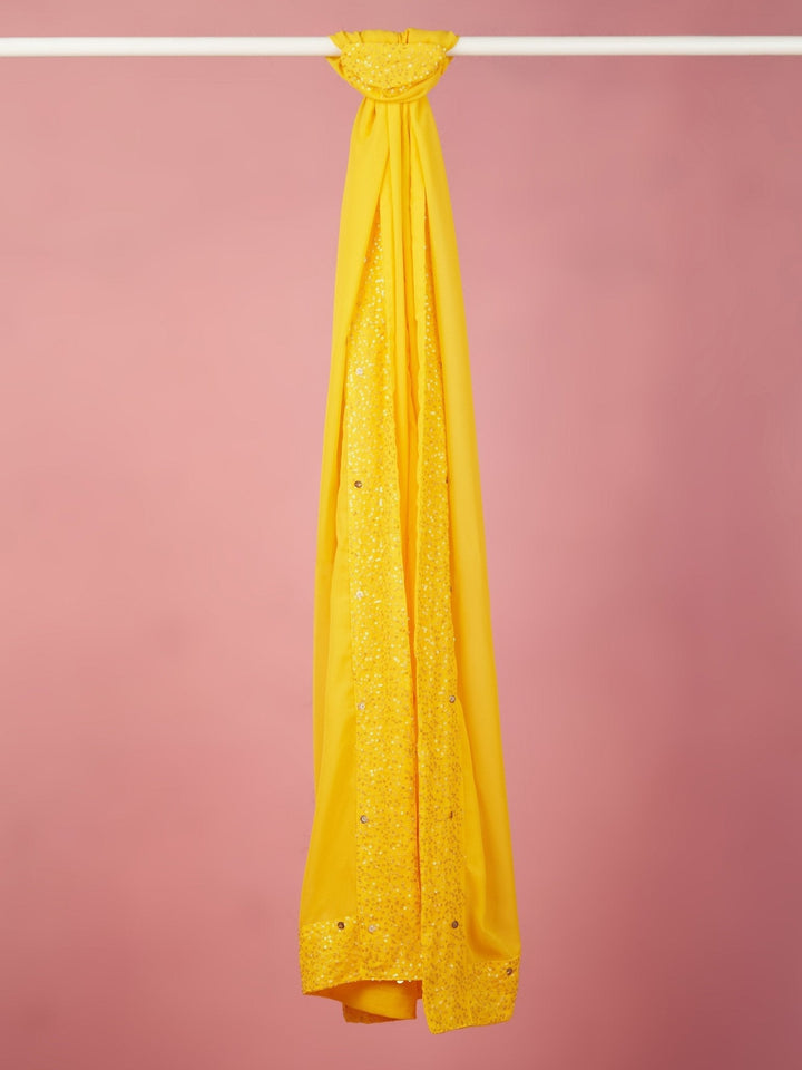 Men's Yellow Georgette Sequin Embroidered Dupatta