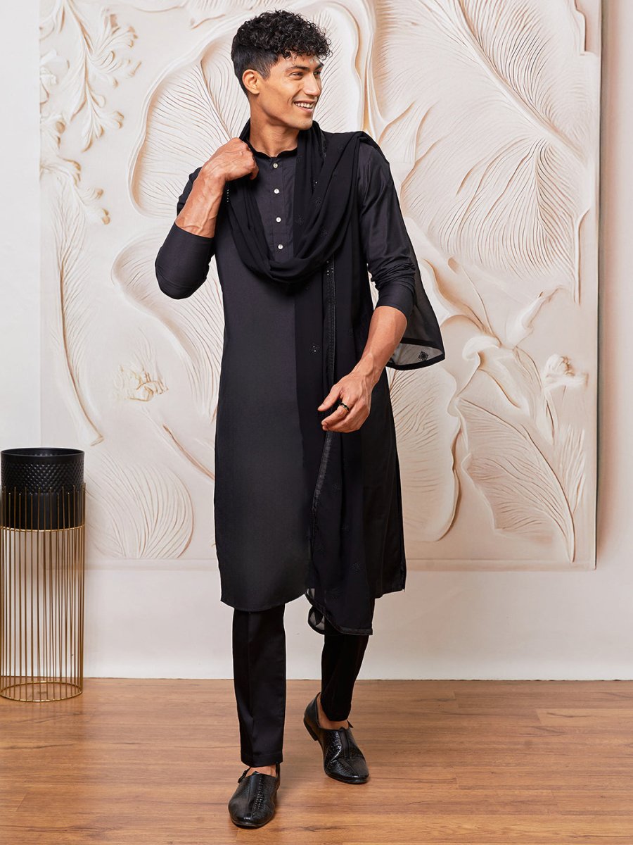 Men's Black - Dupatta - House of Sarvati LLC