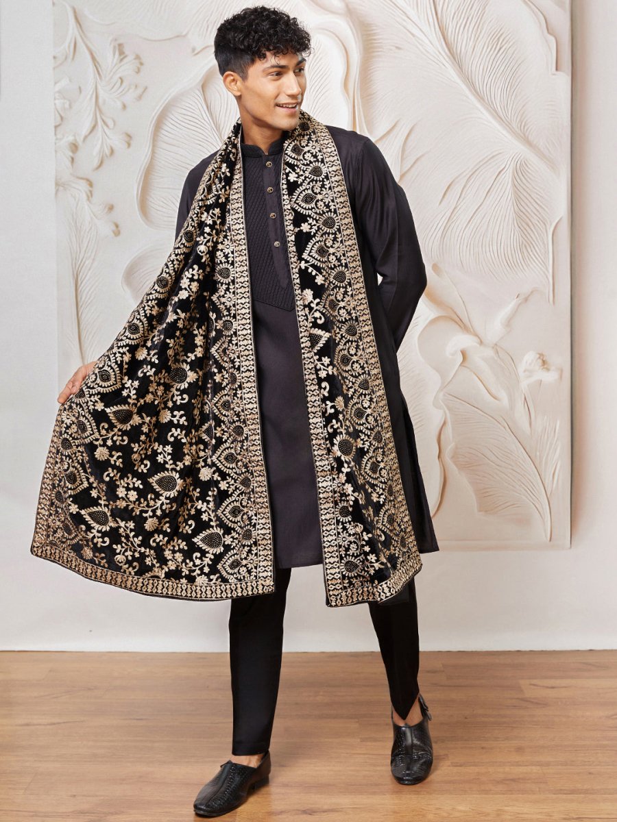 Men's Black - Dupatta - House of Sarvati LLC