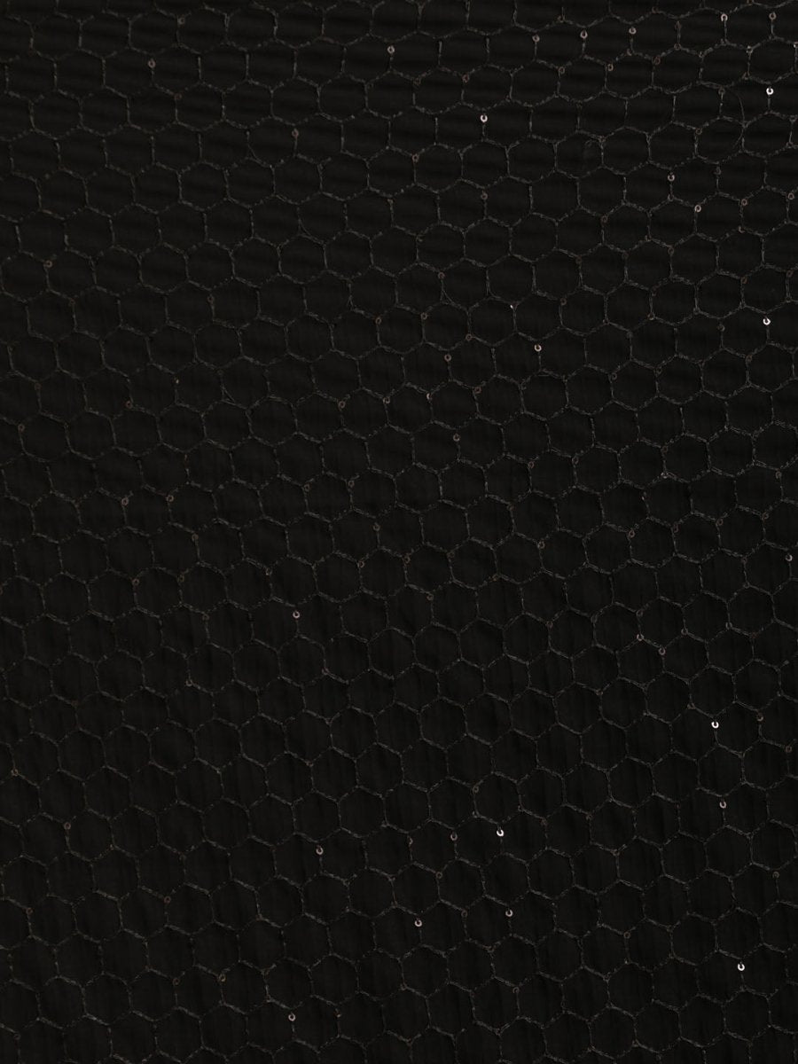 Men's Black Georgette Sequined Dupatta - House of Sarvati LLC