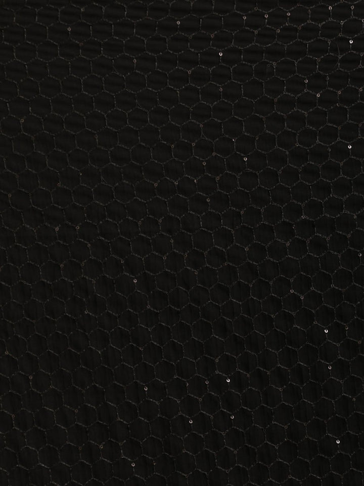 Men's Black Georgette Sequined Dupatta - House of Sarvati LLC