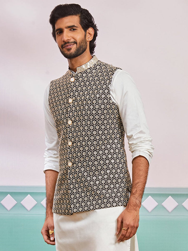 Men's Black Nehru Jacket - House of Sarvati LLC