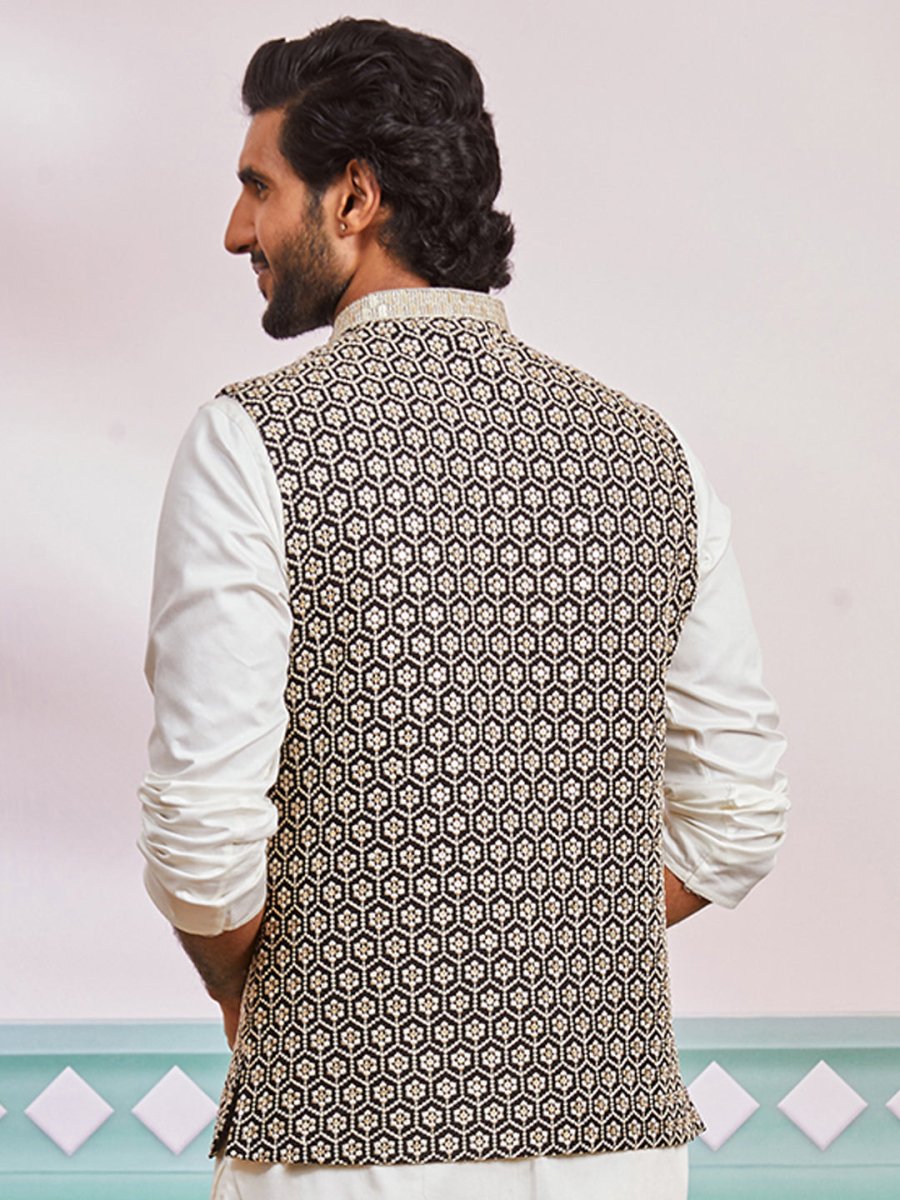 Men's Black Nehru Jacket - House of Sarvati LLC