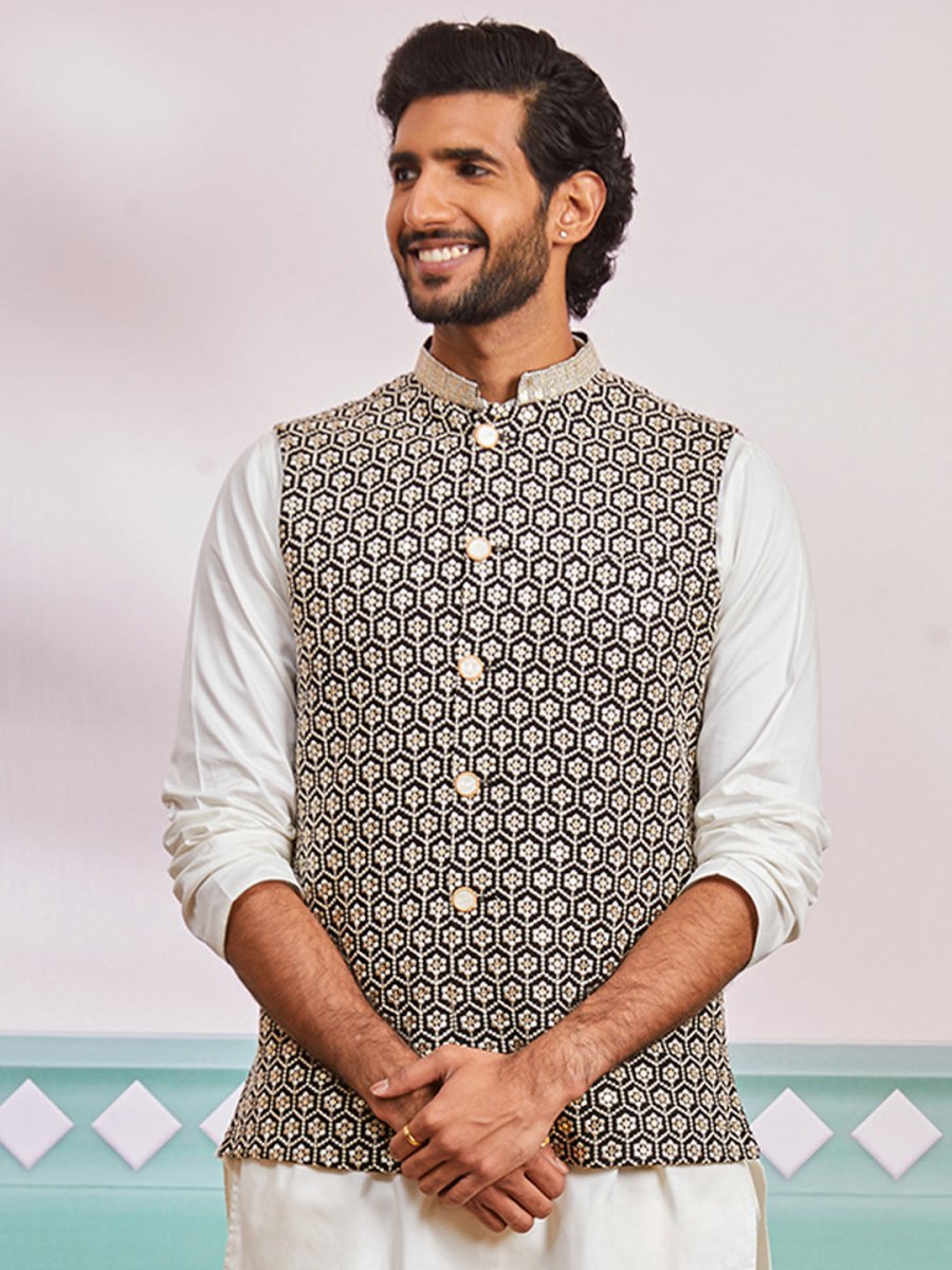 Men's Black Nehru Jacket - House of Sarvati LLC
