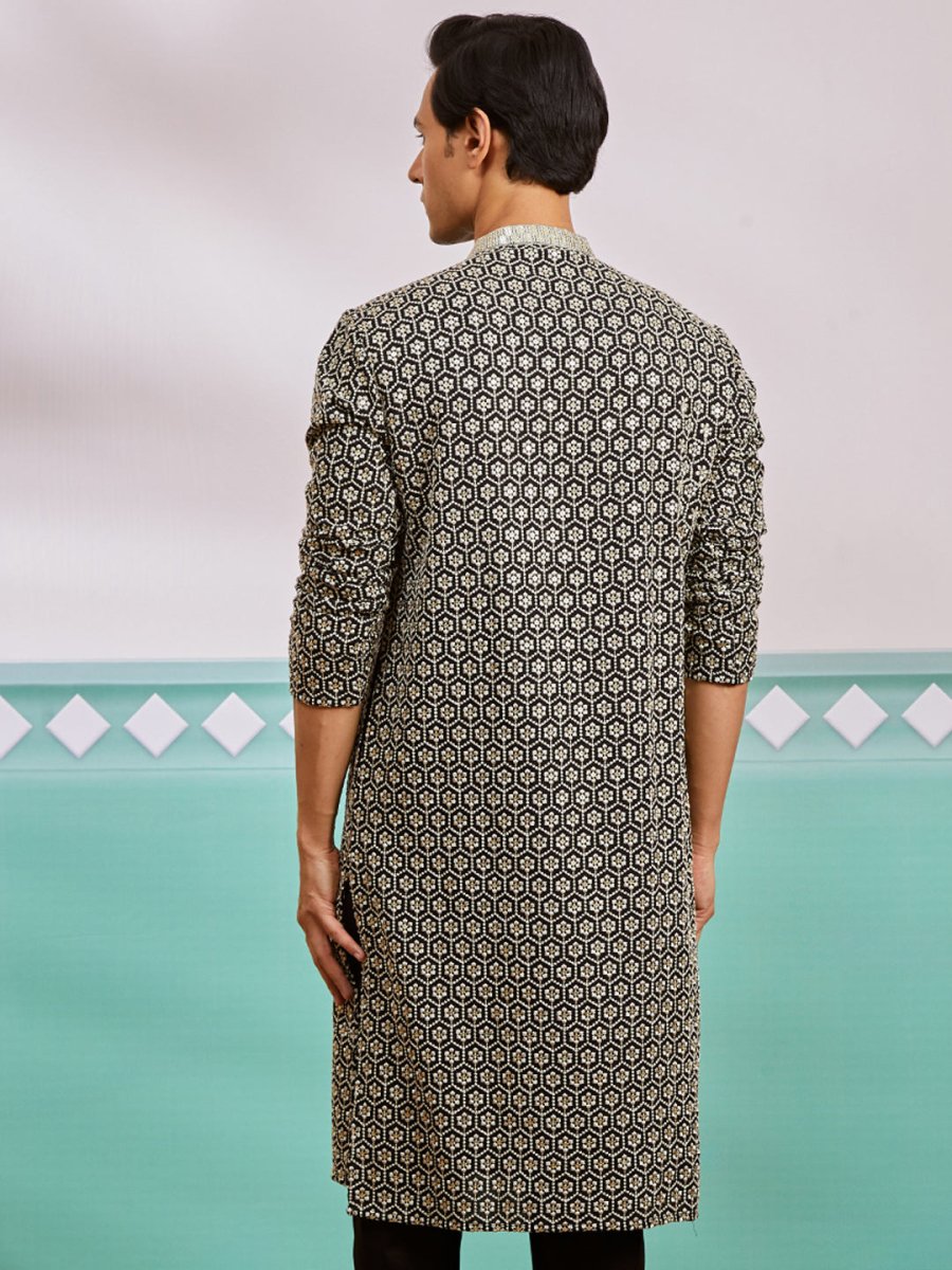 Men's Black Rayon Kurta - House of Sarvati LLC