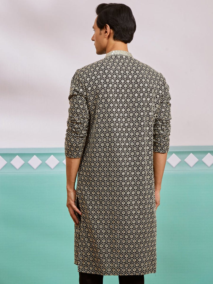 Men's Black Rayon Kurta - House of Sarvati LLC