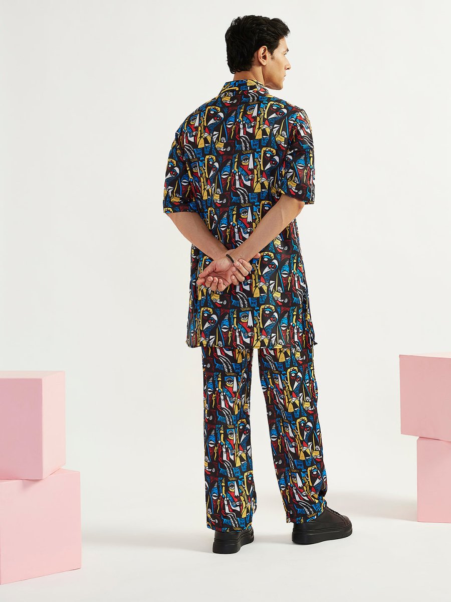 Men's Black Satin Kurta and Pyjama Set - House of Sarvati LLC