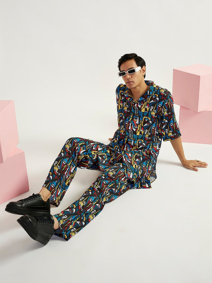 Men's Black Satin Kurta and Pyjama Set - House of Sarvati LLC