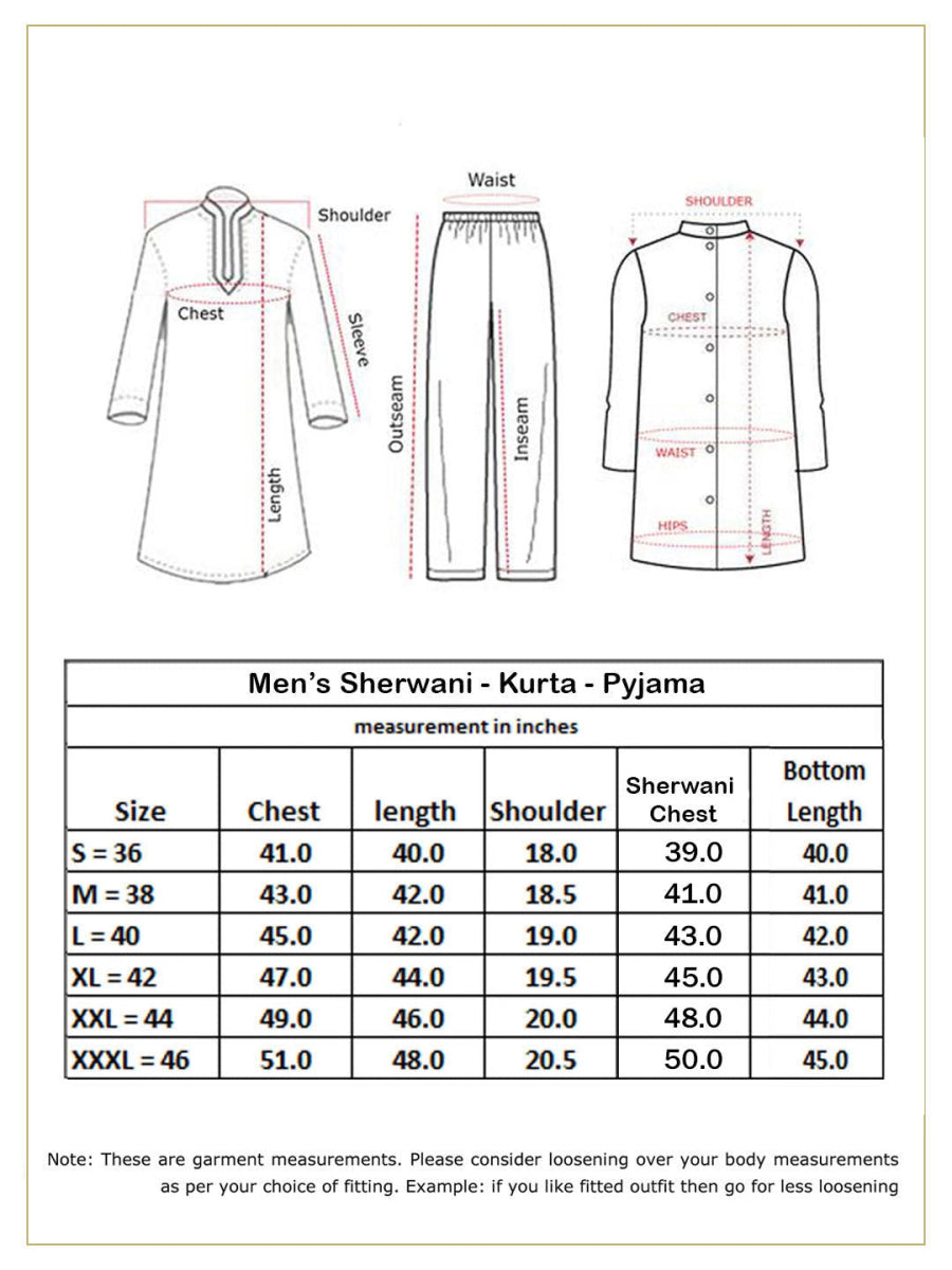 Men's Black Silk Blend Sherwani,Kurta And Patiala Set - House of Sarvati LLC