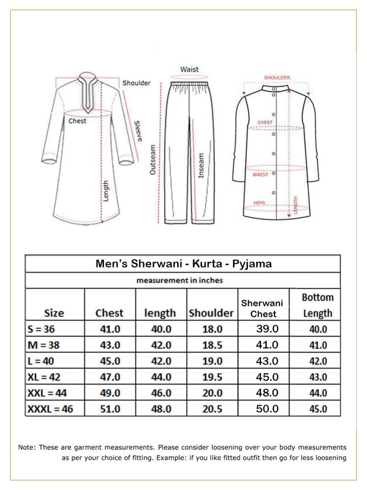 Men's Black Silk Blend Sherwani,Kurta And Patiala Set - House of Sarvati LLC
