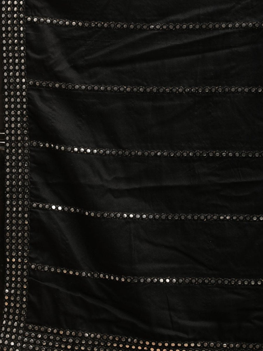 Men's Black Viscose Mirror Work Embellished Dupatta - House of Sarvati LLC