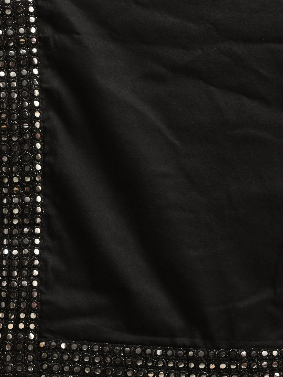 Men's Black Viscose Mirror Work Ethnic Dupatta - House of Sarvati LLC