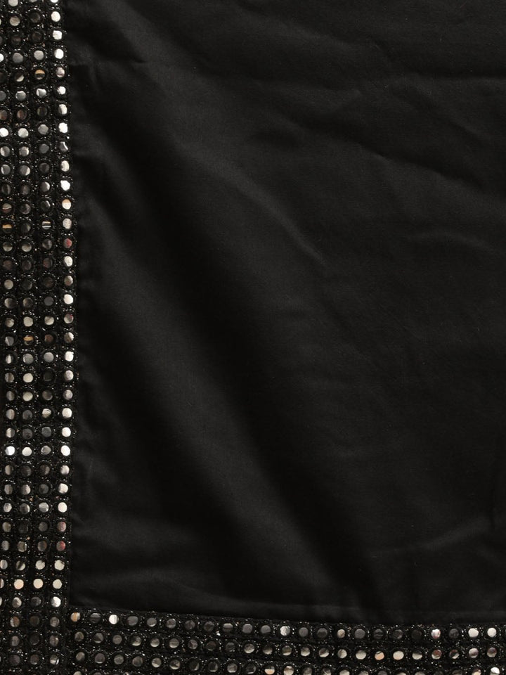 Men's Black Viscose Mirror Work Ethnic Dupatta - House of Sarvati LLC