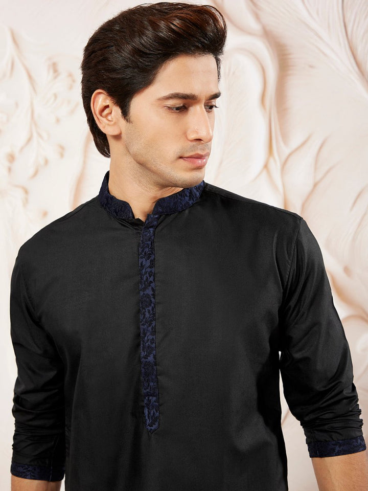 Men's Blue Silk Blend Kurta Pyjama Set – Timeless Elegance - House of Sarvati LLC