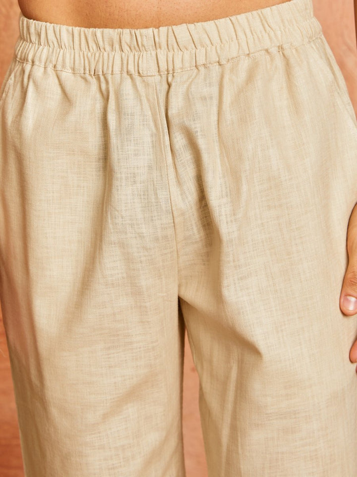 Men's Chiku Cotton Slub Kurta and Pyjama Set - House of Sarvati LLC