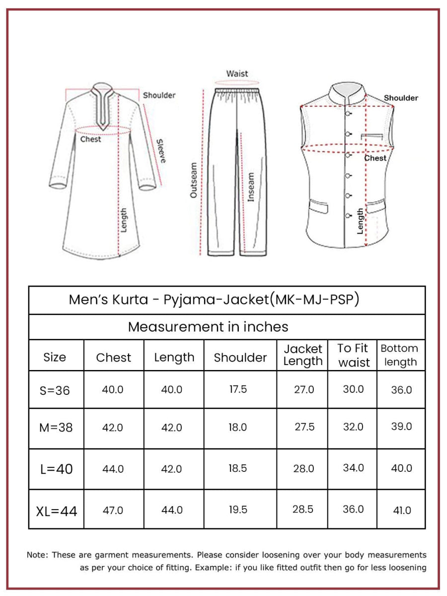 Men's Coffee Brown & White Jacket Kurta Pyjama Set - House of Sarvati LLC