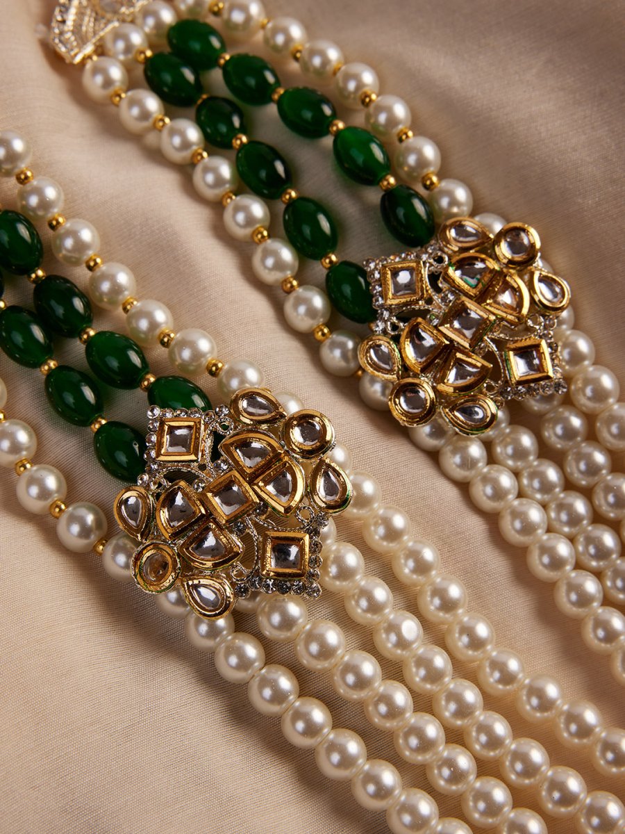 Men's Cream And Green - Mala - House of Sarvati LLC