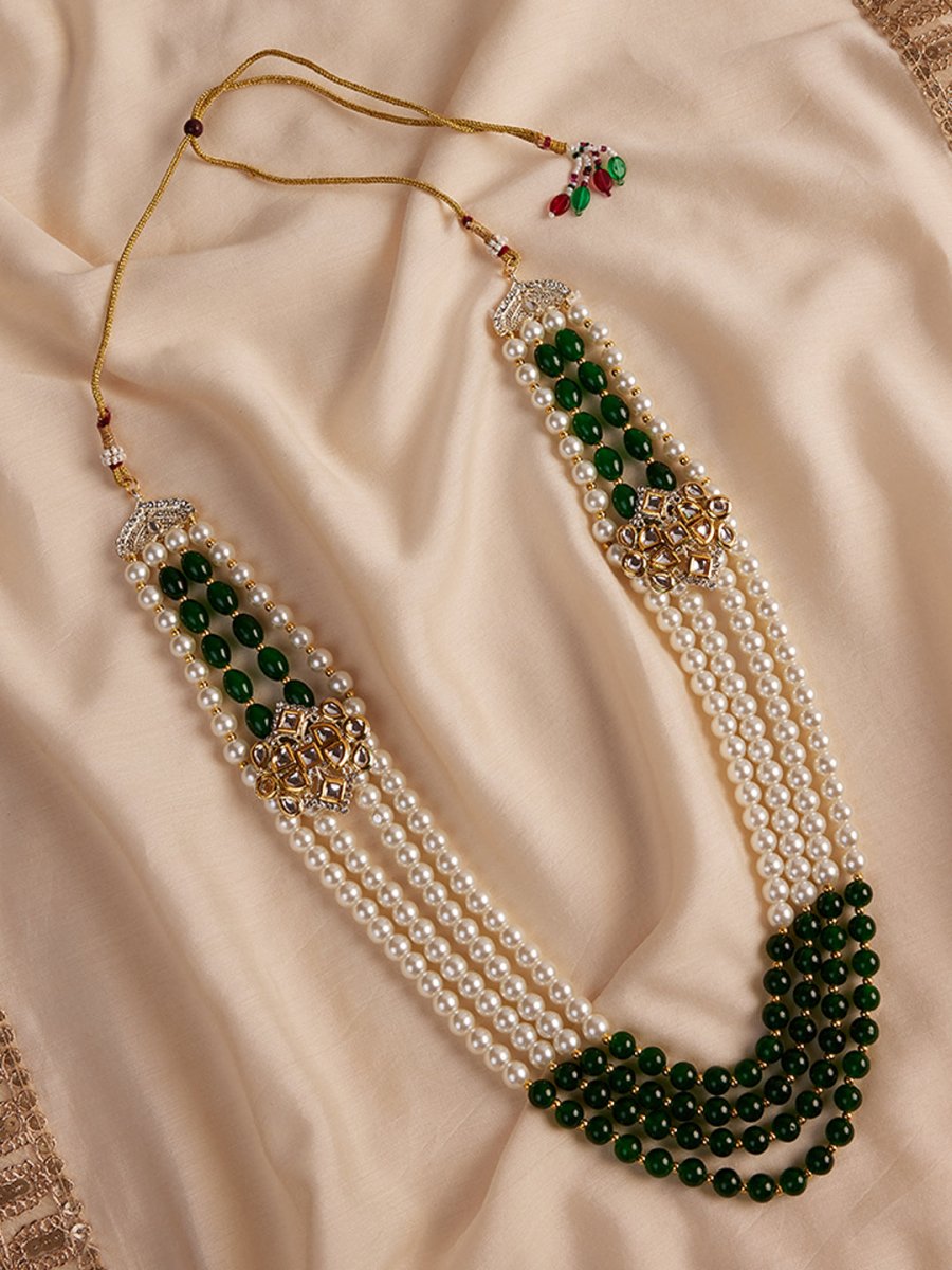 Men's Cream And Green - Mala - House of Sarvati LLC